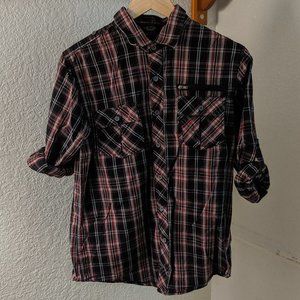 Contemporary Button-Up Plaid Collared Shirt